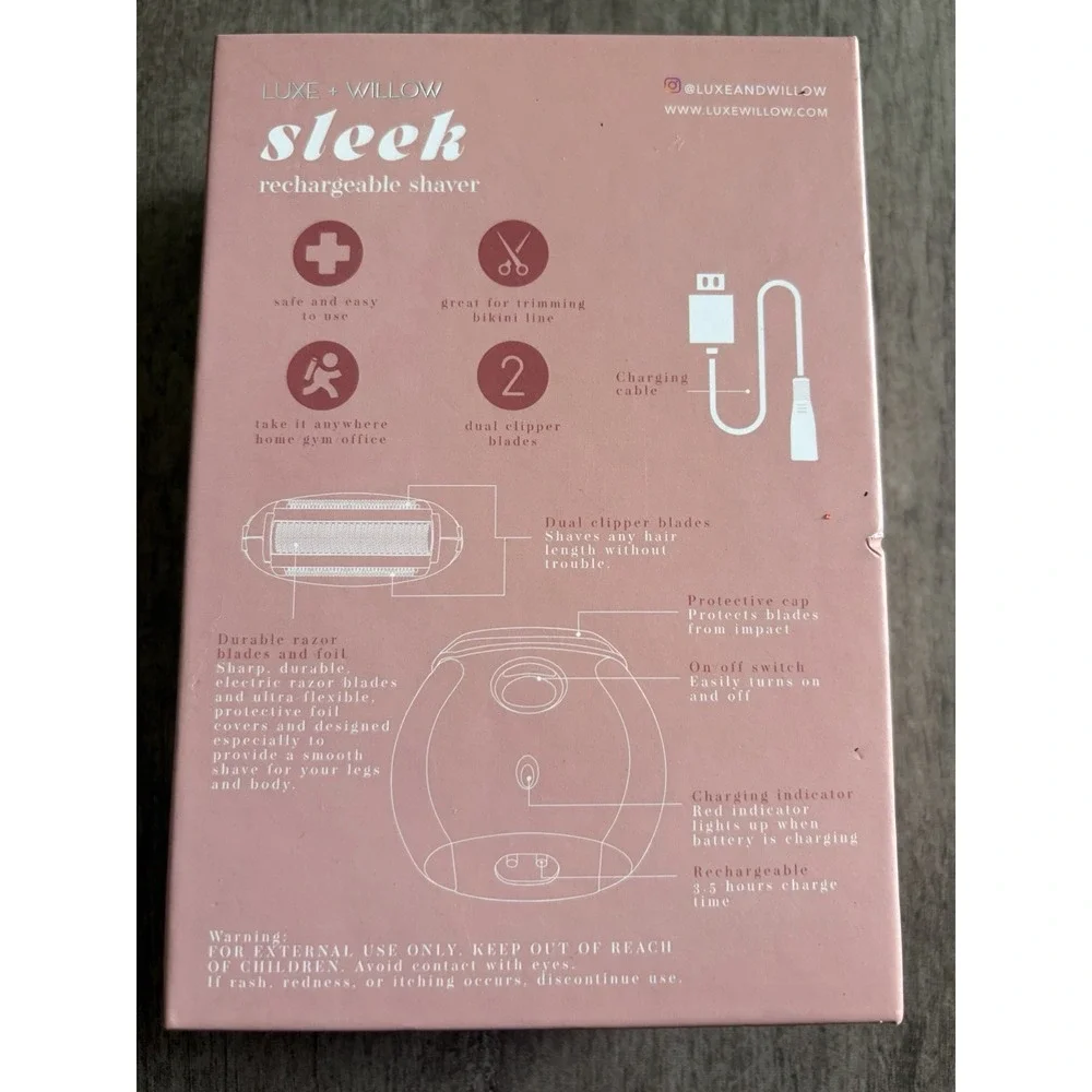 Tj MAXX LUXE & WILLOW Electric Shaver Sleek Shave Rechargeable Legs Bikini Pink